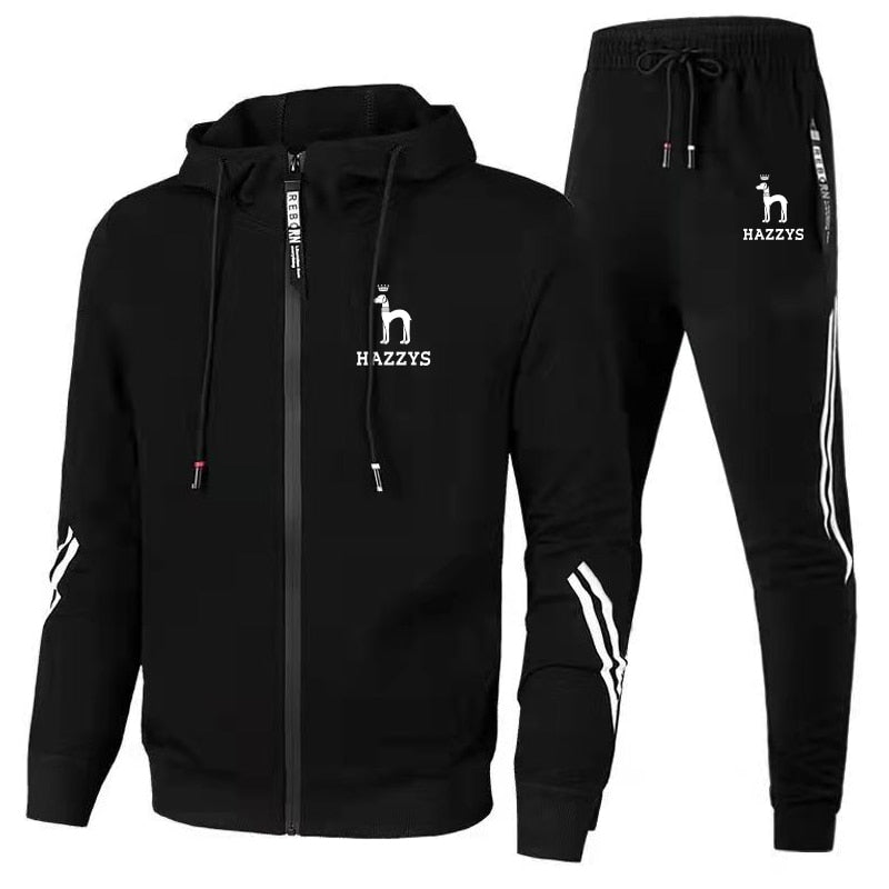 Autumn Winter Men's Brand Printed Tracksuit Suit Man Zipper Hoodie+Pants 2 Piece Set Casual Gym Fitness Jogging Sportswear M-3XL - Yallafit