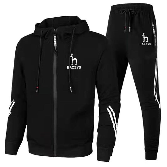Autumn Winter Men's Brand Printed Tracksuit Suit Man Zipper Hoodie+Pants 2 Piece Set Casual Gym Fitness Jogging Sportswear M-3XL - Yallafit