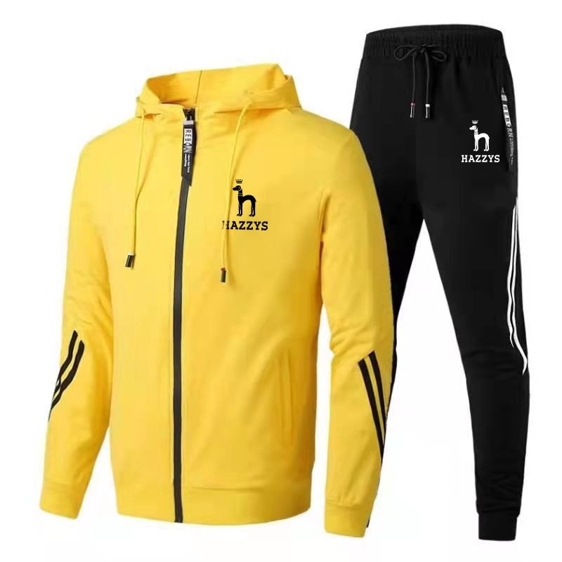 Autumn Winter Men's Brand Printed Tracksuit Suit Man Zipper Hoodie+Pants 2 Piece Set Casual Gym Fitness Jogging Sportswear M-3XL - Yallafit