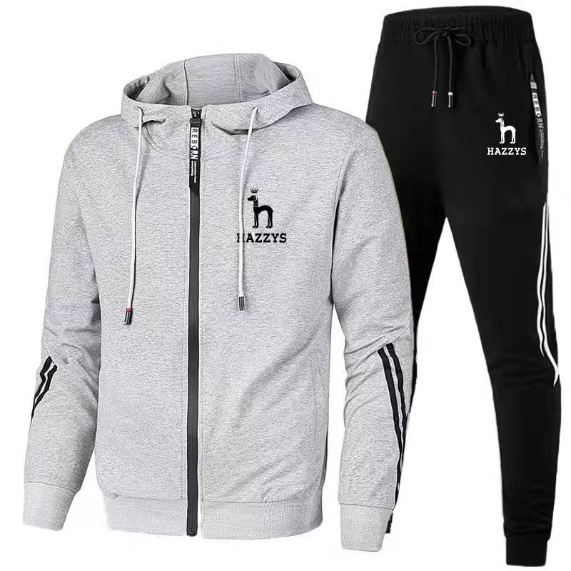 Autumn Winter Men's Brand Printed Tracksuit Suit Man Zipper Hoodie+Pants 2 Piece Set Casual Gym Fitness Jogging Sportswear M-3XL - Yallafit