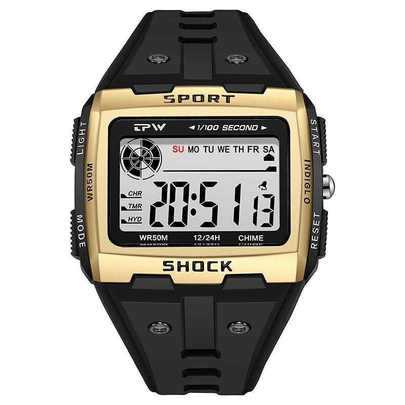 Big Numbers Easy to Read 5ATM Water Resistant Men Digital Watch Outdoor Sport - Yallafit