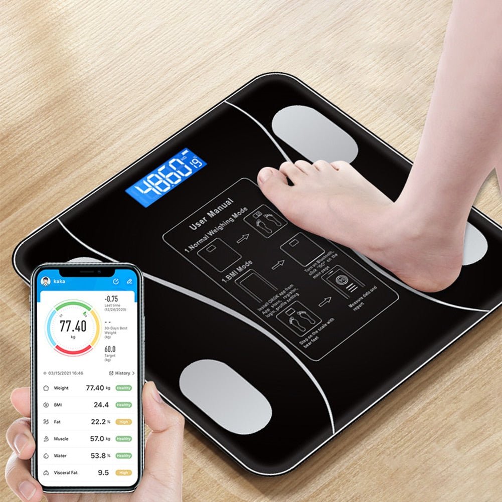 Bluetooth-compatible Electronic Scale Body Digital Smart Household Weight Scale Household Human Health Fat Measurement Scale - Yallafit