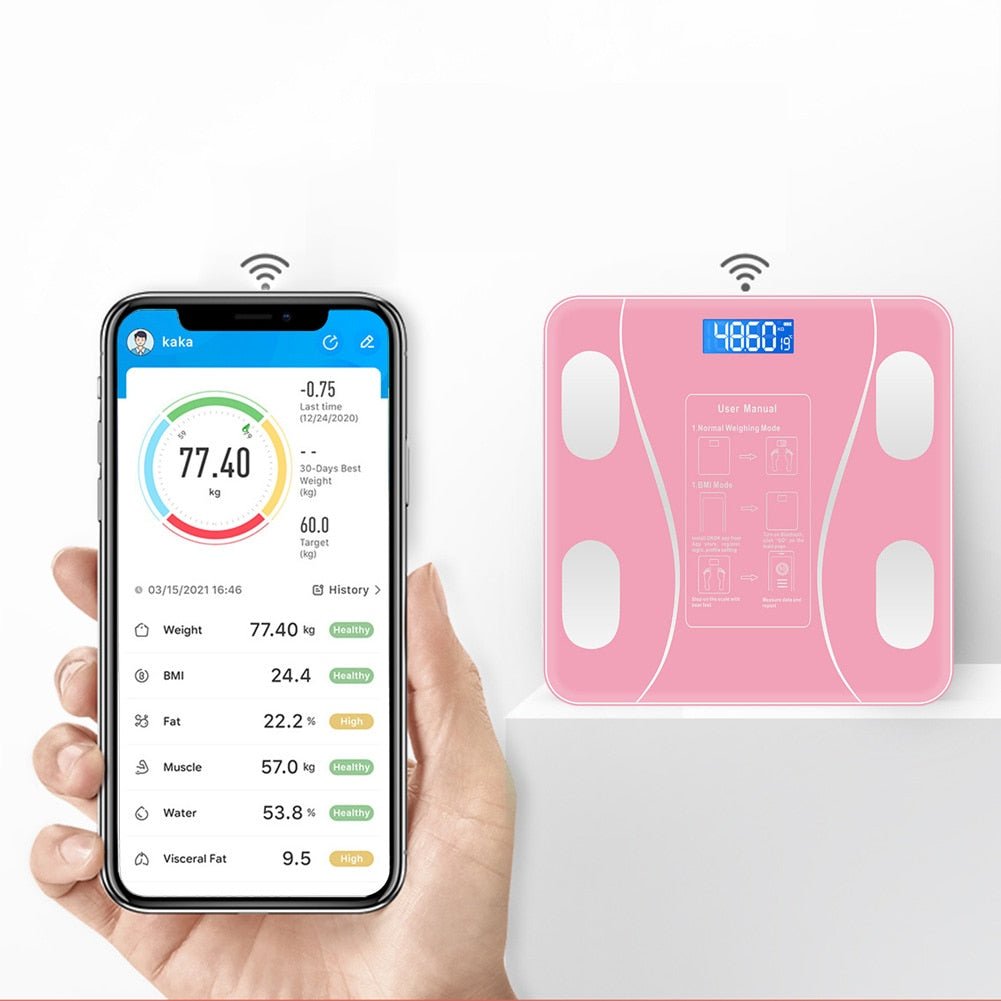 Bluetooth-compatible Electronic Scale Body Digital Smart Household Weight Scale Household Human Health Fat Measurement Scale - Yallafit