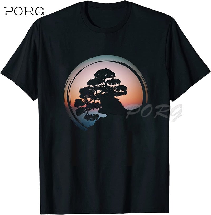 Bonsai Tree In Japanese Men Top T Shirt Manga Anime Tshirts Funny Camisas Hombre Cotton Fashion T-Shirt Streetwear Mens Tshirt - Yallafit