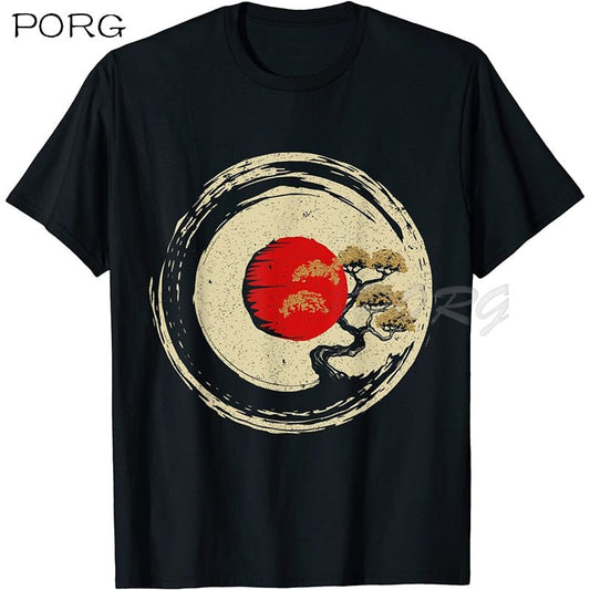 Bonsai Tree In Japanese Men Top T Shirt Manga Anime Tshirts Funny Camisas Hombre Cotton Fashion T-Shirt Streetwear Mens Tshirt - Yallafit