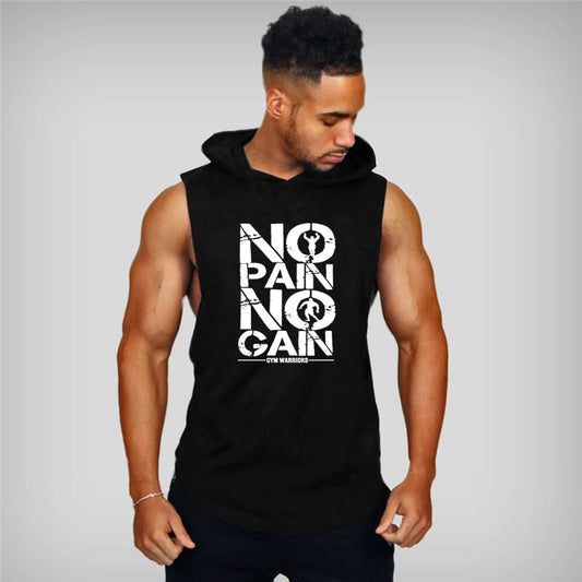Brand Gyms Clothing Mens Bodybuilding Hooded Tank Top Cotton Sleeveless Vest Sweatshirt Fitness Workout Sportswear Tops Male - Yallafit