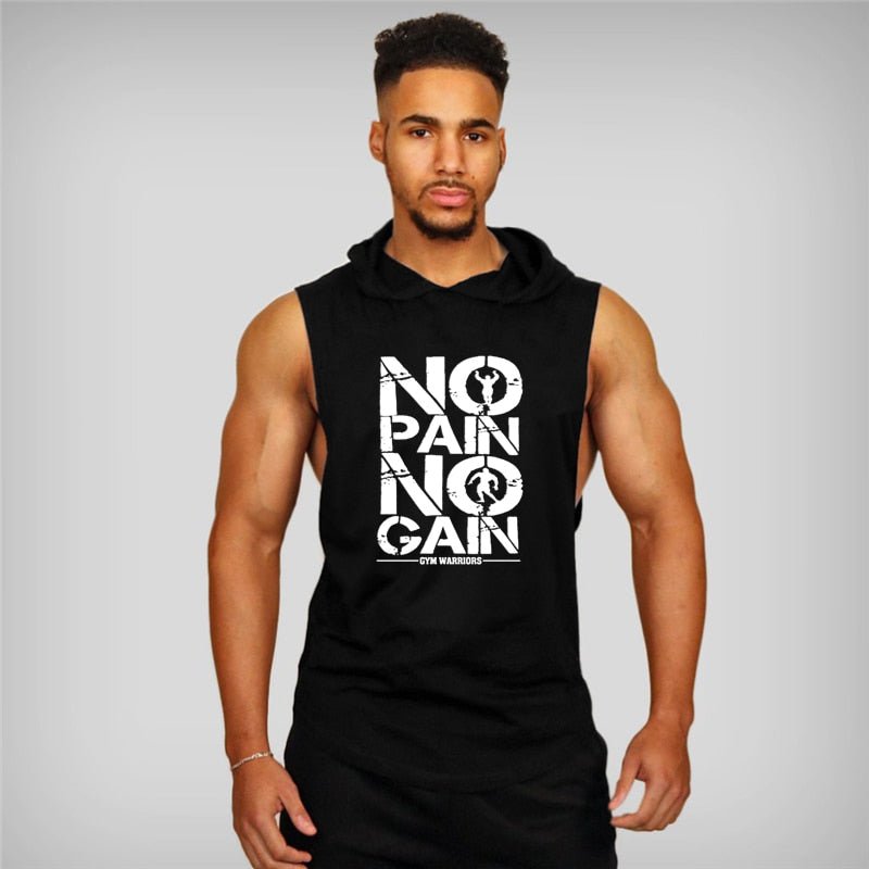 Brand Gyms Clothing Mens Bodybuilding Hooded Tank Top Cotton Sleeveless Vest Sweatshirt Fitness Workout Sportswear Tops Male - Yallafit