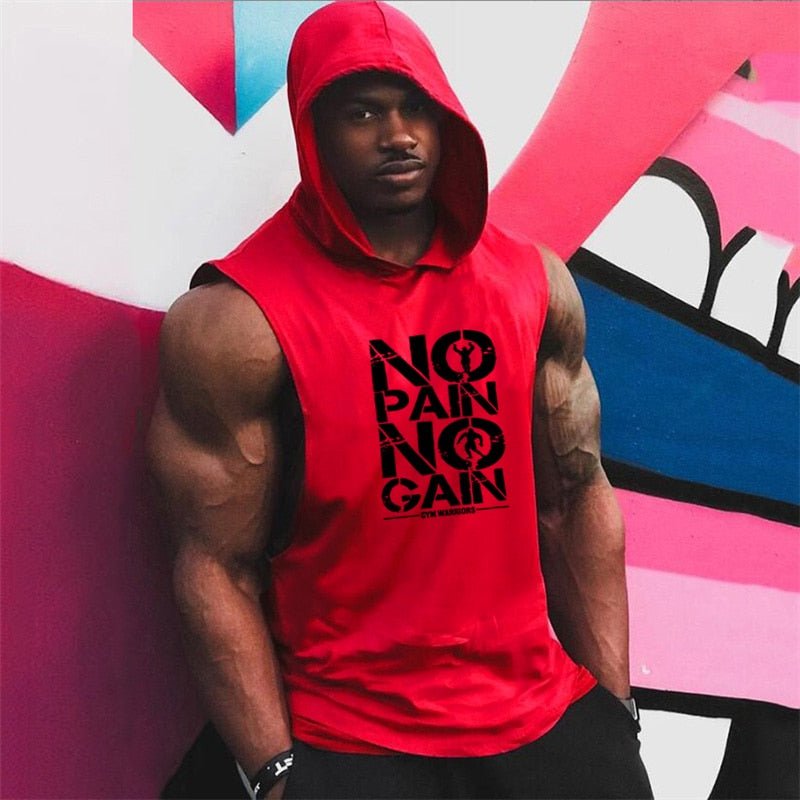 Brand Gyms Clothing Mens Bodybuilding Hooded Tank Top Cotton Sleeveless Vest Sweatshirt Fitness Workout Sportswear Tops Male - Yallafit