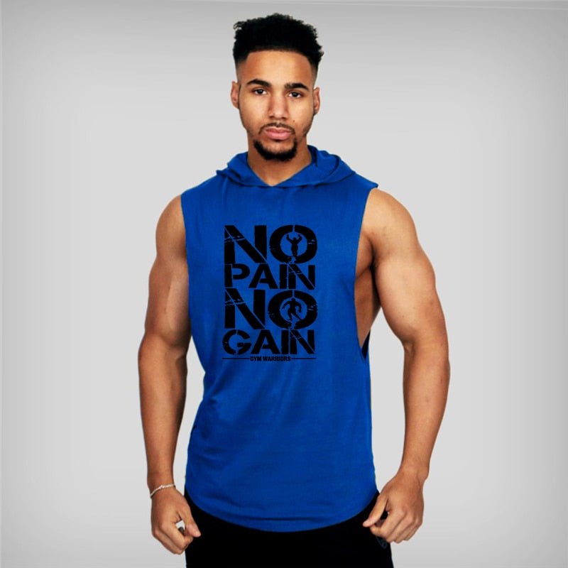 Brand Gyms Clothing Mens Bodybuilding Hooded Tank Top Cotton Sleeveless Vest Sweatshirt Fitness Workout Sportswear Tops Male - Yallafit
