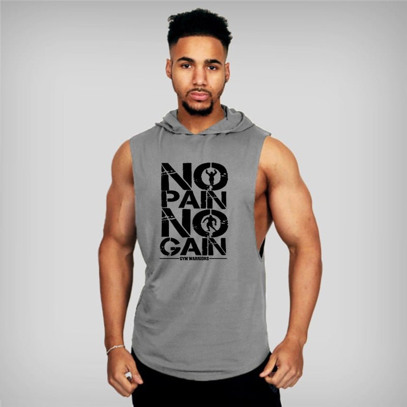 Brand Gyms Clothing Mens Bodybuilding Hooded Tank Top Cotton Sleeveless Vest Sweatshirt Fitness Workout Sportswear Tops Male - Yallafit