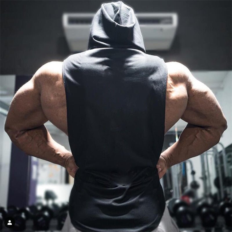 Brand Gyms Clothing Mens Bodybuilding Hooded Tank Top Cotton Sleeveless Vest Sweatshirt Fitness Workout Sportswear Tops Male - Yallafit