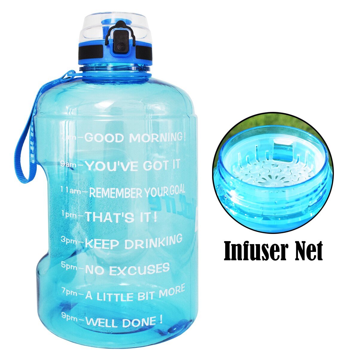 BuildLife 1.3L 2.2L 3.78L Water Bottle With Locking Flip-Flop Lid Outdoor Gym Fitness Sports BPA Free Large Capacity Jug - Yallafit
