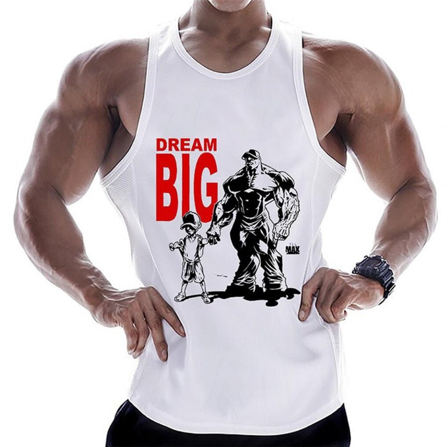 Casual Printed Tank Tops Men Bodybuilding Sleeveless Shirt Cotton Gym Fitness Workout Clothes Stringer Singlet Male Summer Vest - Yallafit
