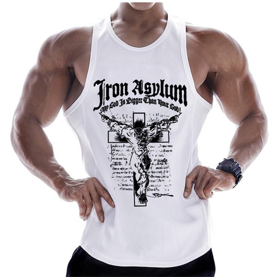 Casual Printed Tank Tops Men Bodybuilding Sleeveless Shirt Cotton Gym Fitness Workout Clothes Stringer Singlet Male Summer Vest - Yallafit