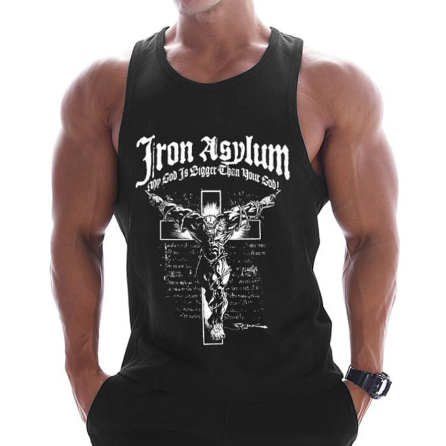 Casual Printed Tank Tops Men Bodybuilding Sleeveless Shirt Cotton Gym Fitness Workout Clothes Stringer Singlet Male Summer Vest - Yallafit