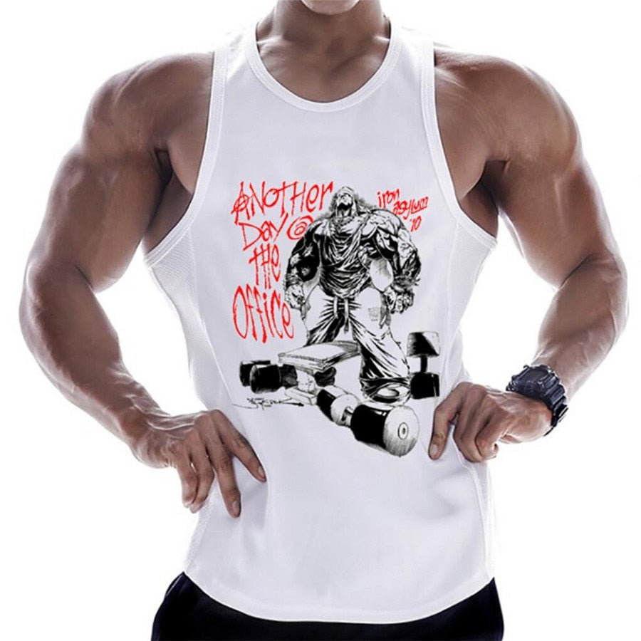 Casual Printed Tank Tops Men Bodybuilding Sleeveless Shirt Cotton Gym Fitness Workout Clothes Stringer Singlet Male Summer Vest - Yallafit