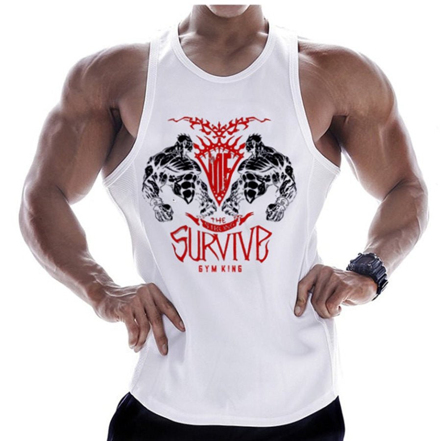 Casual Printed Tank Tops Men Bodybuilding Sleeveless Shirt Cotton Gym Fitness Workout Clothes Stringer Singlet Male Summer Vest - Yallafit