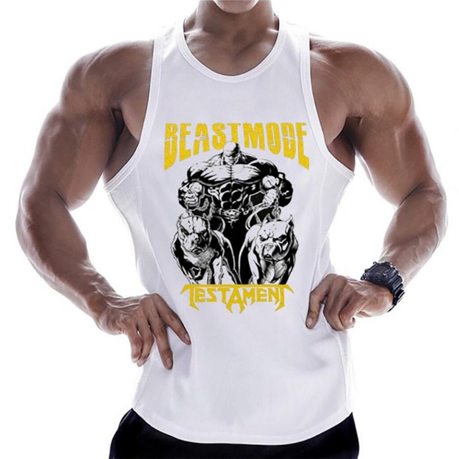 Casual Printed Tank Tops Men Bodybuilding Sleeveless Shirt Cotton Gym Fitness Workout Clothes Stringer Singlet Male Summer Vest - Yallafit