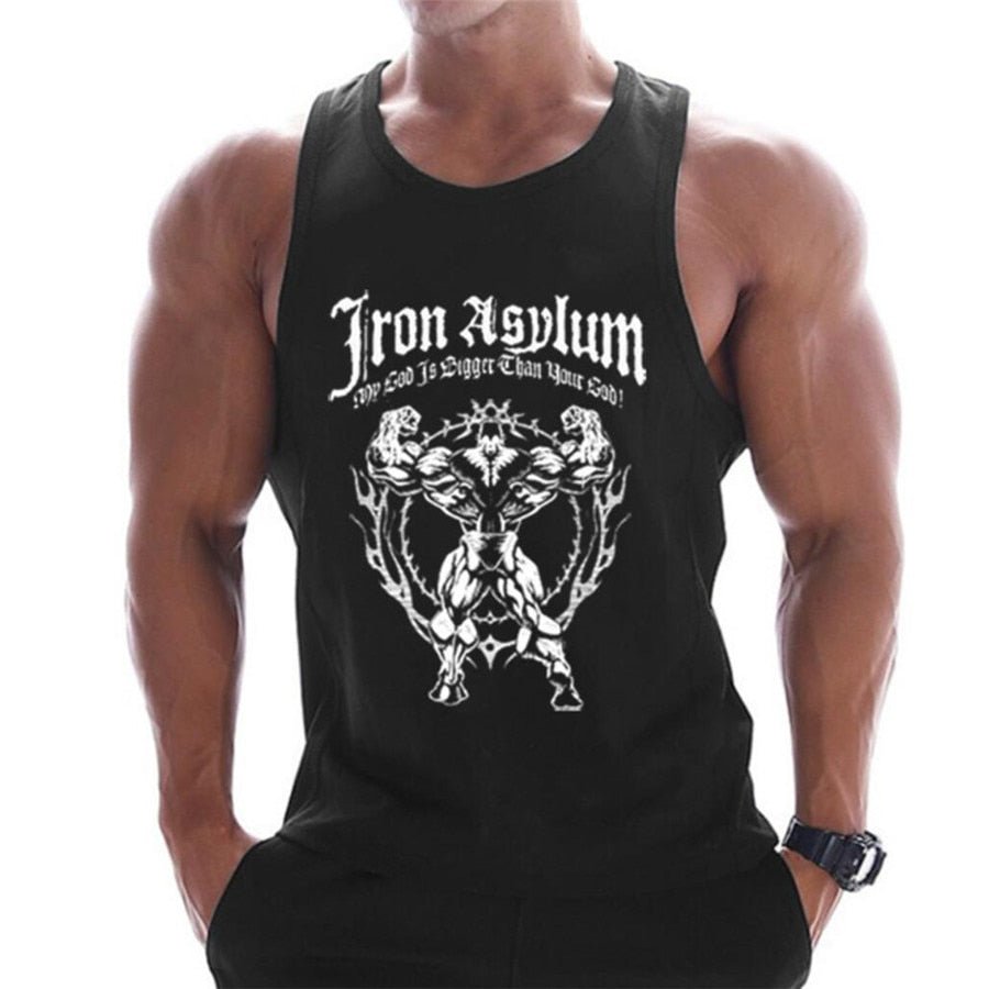 Casual Printed Tank Tops Men Bodybuilding Sleeveless Shirt Cotton Gym Fitness Workout Clothes Stringer Singlet Male Summer Vest - Yallafit