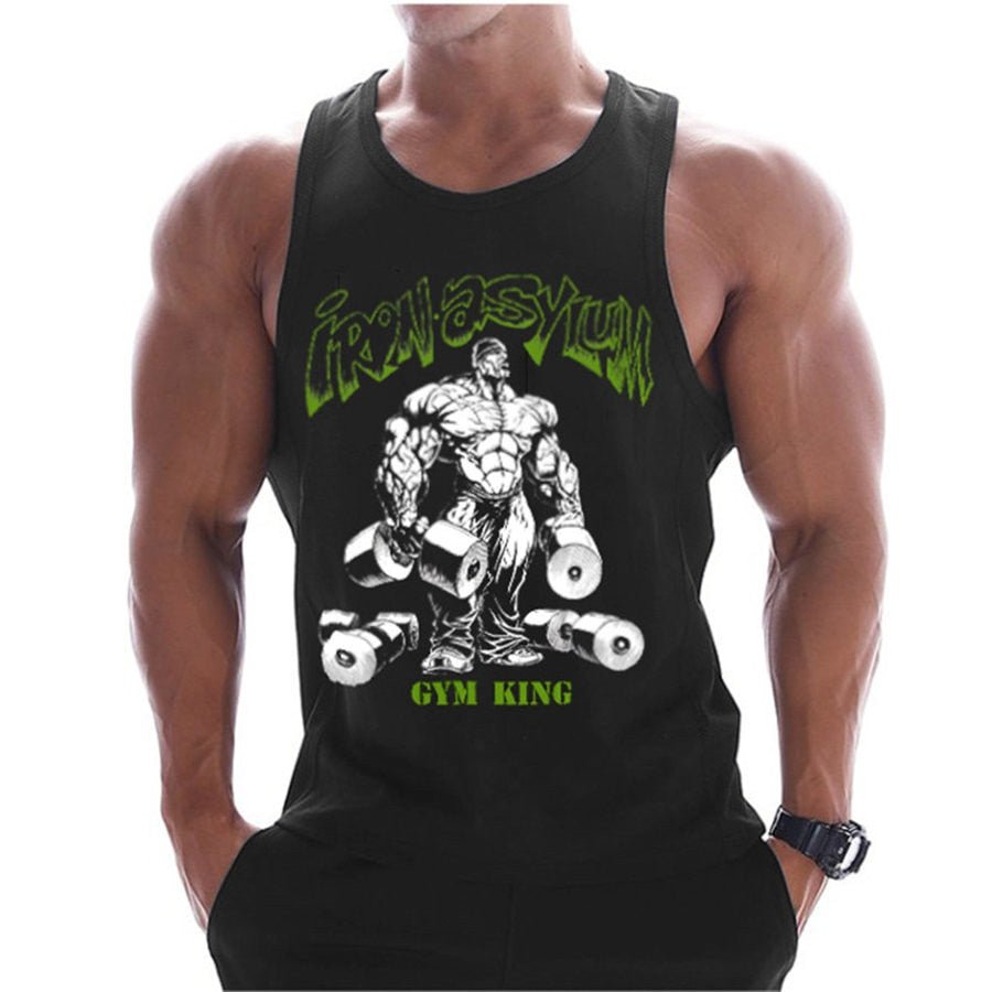 Casual Printed Tank Tops Men Bodybuilding Sleeveless Shirt Cotton Gym Fitness Workout Clothes Stringer Singlet Male Summer Vest - Yallafit