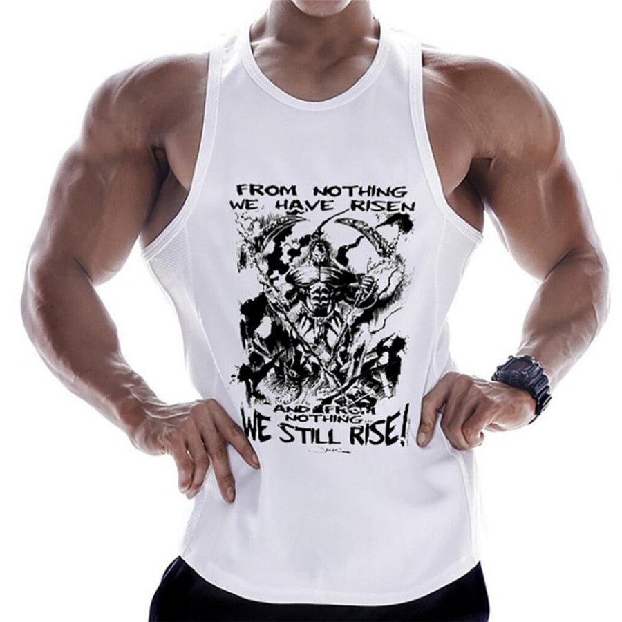 Casual Printed Tank Tops Men Bodybuilding Sleeveless Shirt Cotton Gym Fitness Workout Clothes Stringer Singlet Male Summer Vest - Yallafit