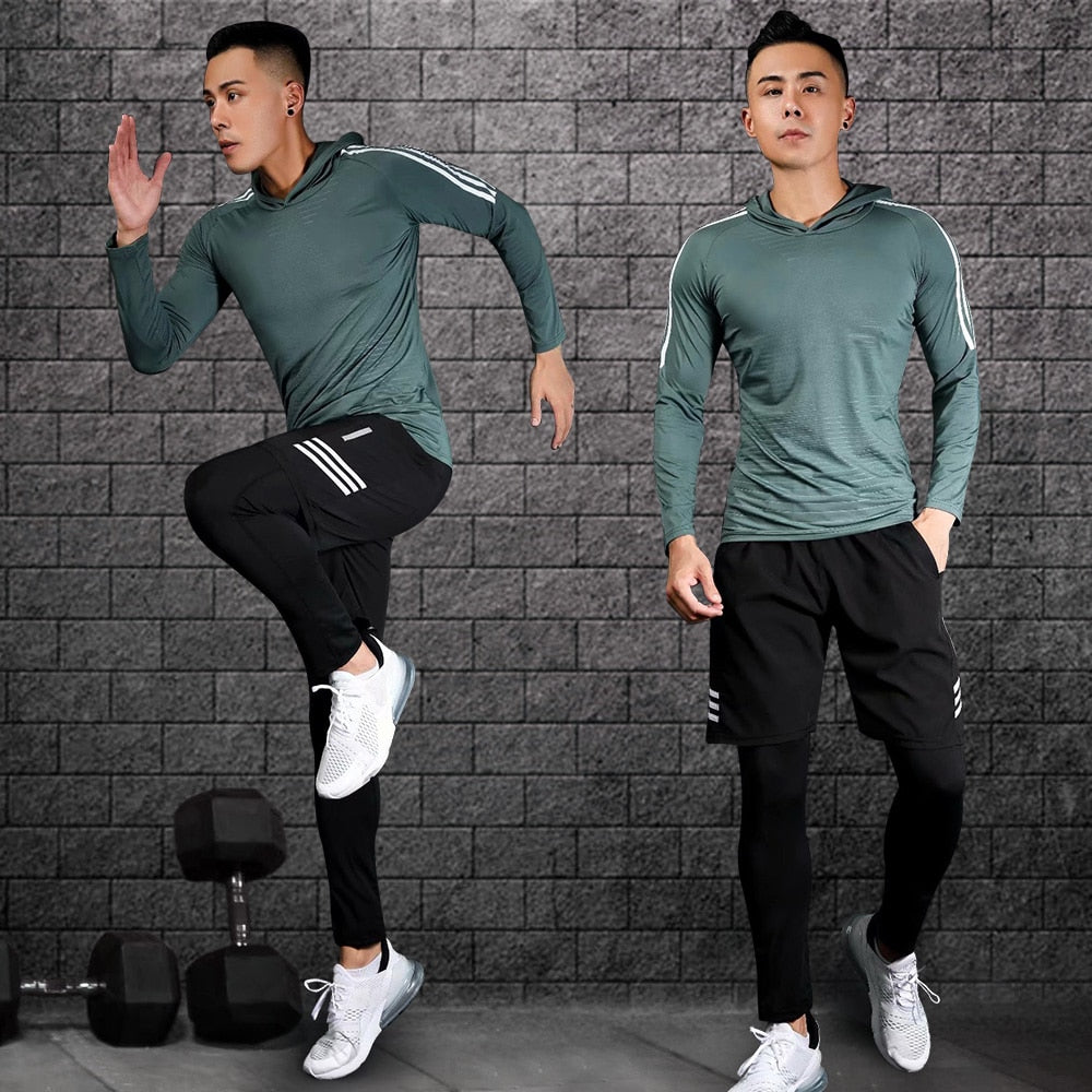 Compression Sport Suits Men Running Suit Quick Drying Fitness Running Clothes Sets Joggers Training Suit Workout Gym Clothing - Yallafit