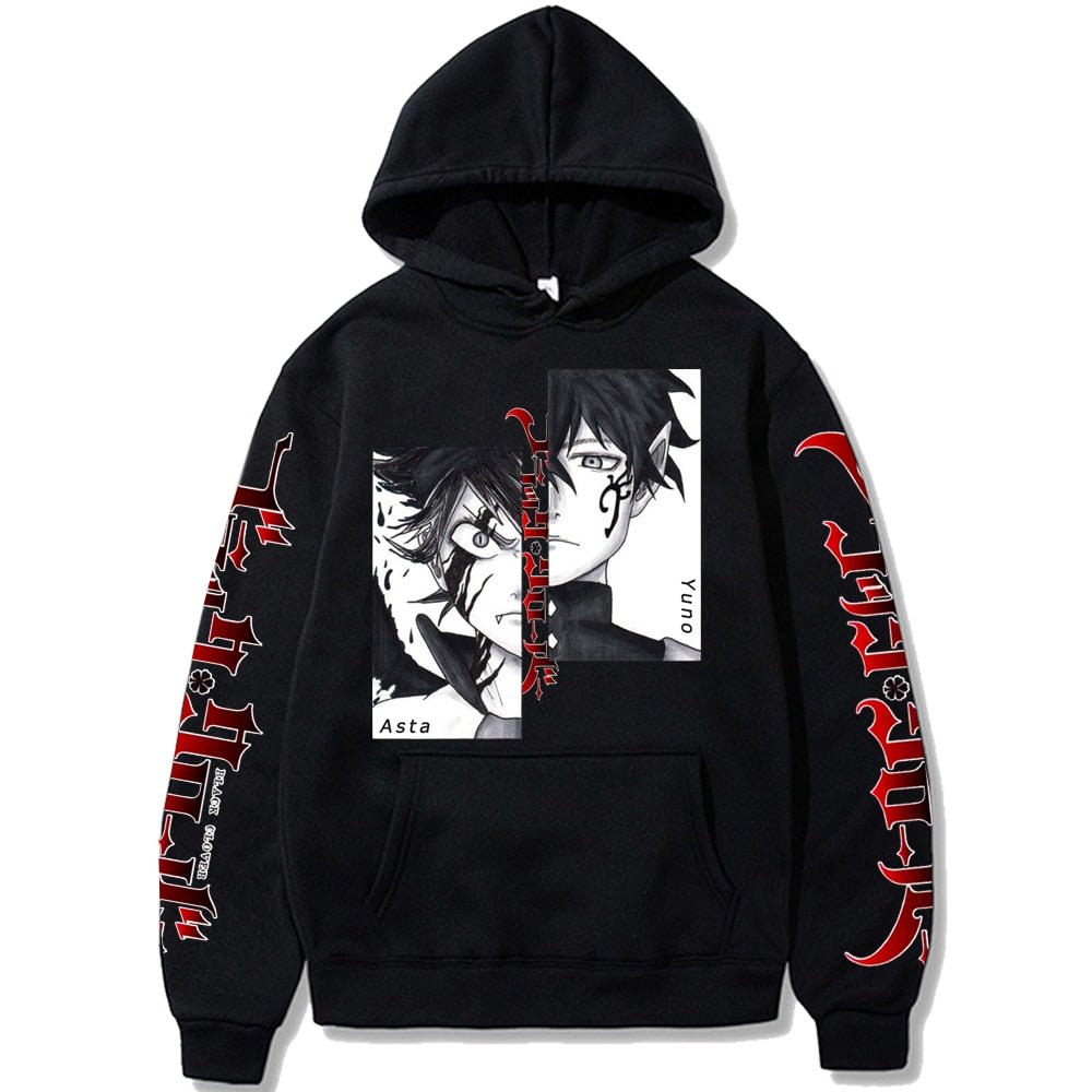 Cool Hoodie Sweatshirt Japanese Anime Harajuku Asta Graphic Hoodie Black Clover Print Clothes Hoodies Tops Clothes - Yallafit