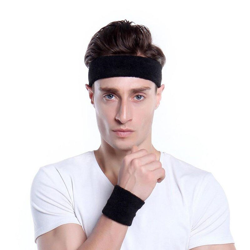 Cotton Athletic Headband Elastic Sweatband Protection Basketball Sport Adult Kids Gym Fitness Sweat Hair Band Volleyball Tennis - Yallafit
