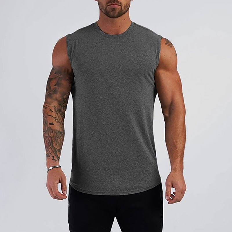 Cotton Gym Clothing Mens Workout Sleeveless Shirt Bodybuilding Tank Top Fitness Sportswear Mens Vests Muscle Singlets Tanktop - Yallafit