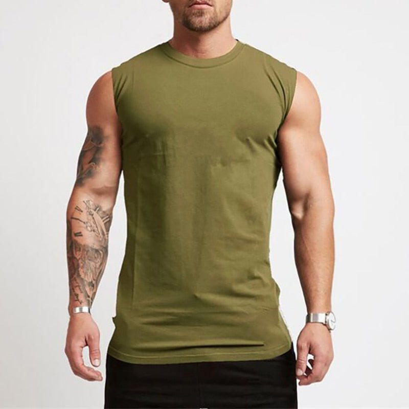 Cotton Gym Clothing Mens Workout Sleeveless Shirt Bodybuilding Tank Top Fitness Sportswear Mens Vests Muscle Singlets Tanktop - Yallafit