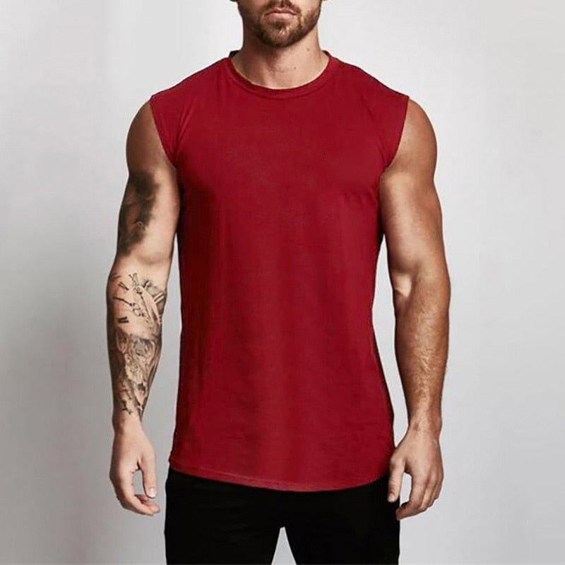 Cotton Gym Clothing Mens Workout Sleeveless Shirt Bodybuilding Tank Top Fitness Sportswear Mens Vests Muscle Singlets Tanktop - Yallafit
