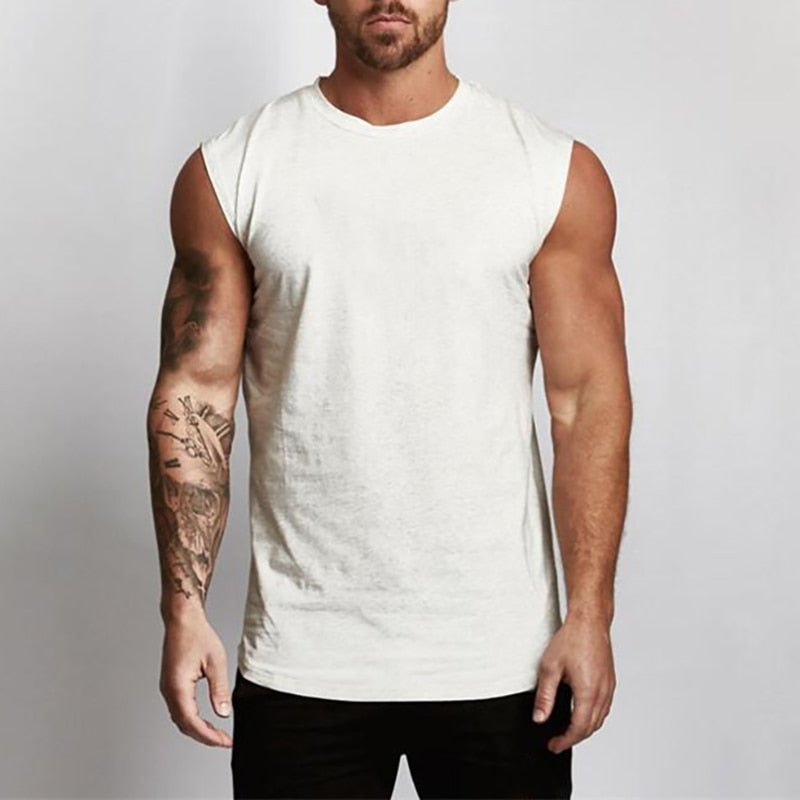 Cotton Gym Clothing Mens Workout Sleeveless Shirt Bodybuilding Tank Top Fitness Sportswear Mens Vests Muscle Singlets Tanktop - Yallafit