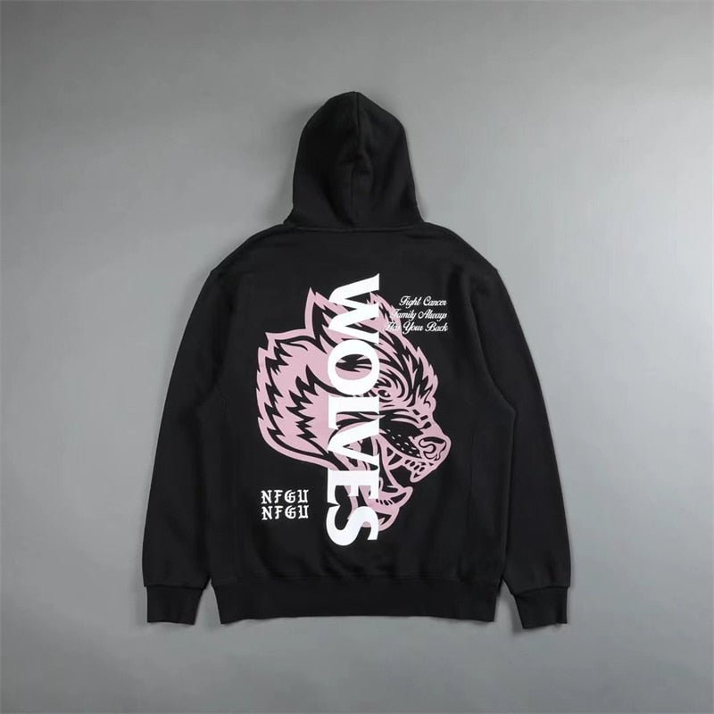 DARC SPORT WOLVES Men And Women Hooded Casual Sweatshirts Fleece Cotton Track Warm Hip Hop Sweater Loose Pullover Tops Oversize - Yallafit