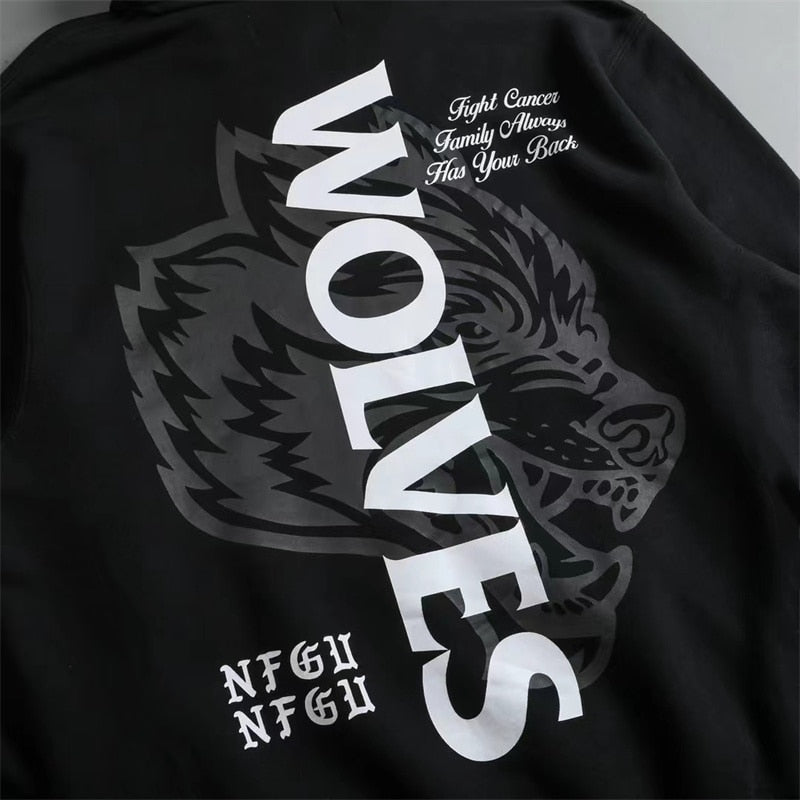 DARC SPORT WOLVES Men And Women Hooded Casual Sweatshirts Fleece Cotton Track Warm Hip Hop Sweater Loose Pullover Tops Oversize - Yallafit