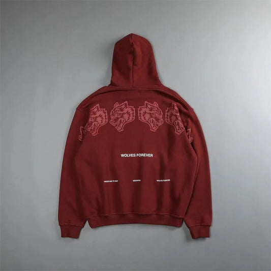 DARC SPORT Wolves Print Autumn Winter Cotton Fleece Warm Men Hoodies Sweatshirts Fashion Streetwear Casual Men's Pullovers Tops - Yallafit