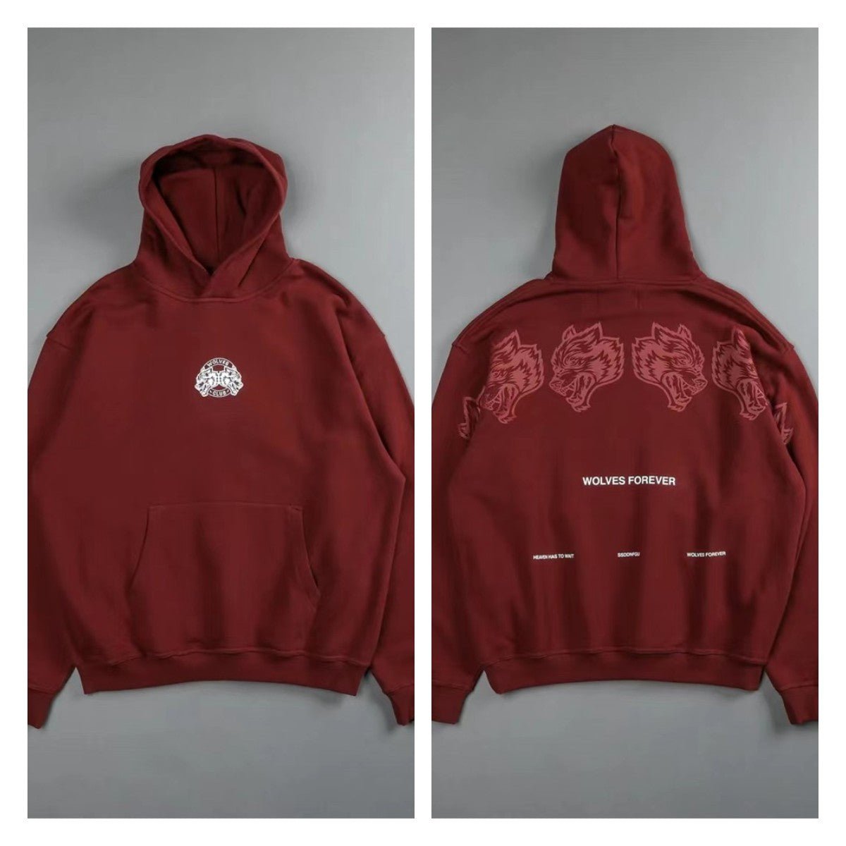 DARC SPORT Wolves Print Autumn Winter Cotton Fleece Warm Men Hoodies Sweatshirts Fashion Streetwear Casual Men's Pullovers Tops - Yallafit