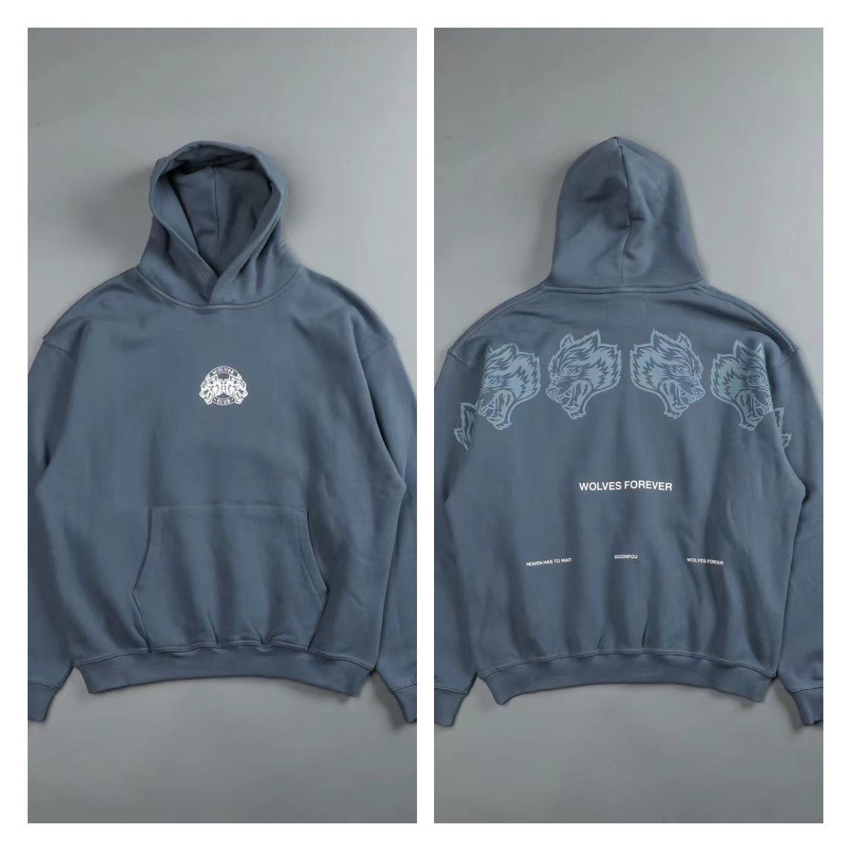 DARC SPORT Wolves Print Autumn Winter Cotton Fleece Warm Men Hoodies Sweatshirts Fashion Streetwear Casual Men's Pullovers Tops - Yallafit