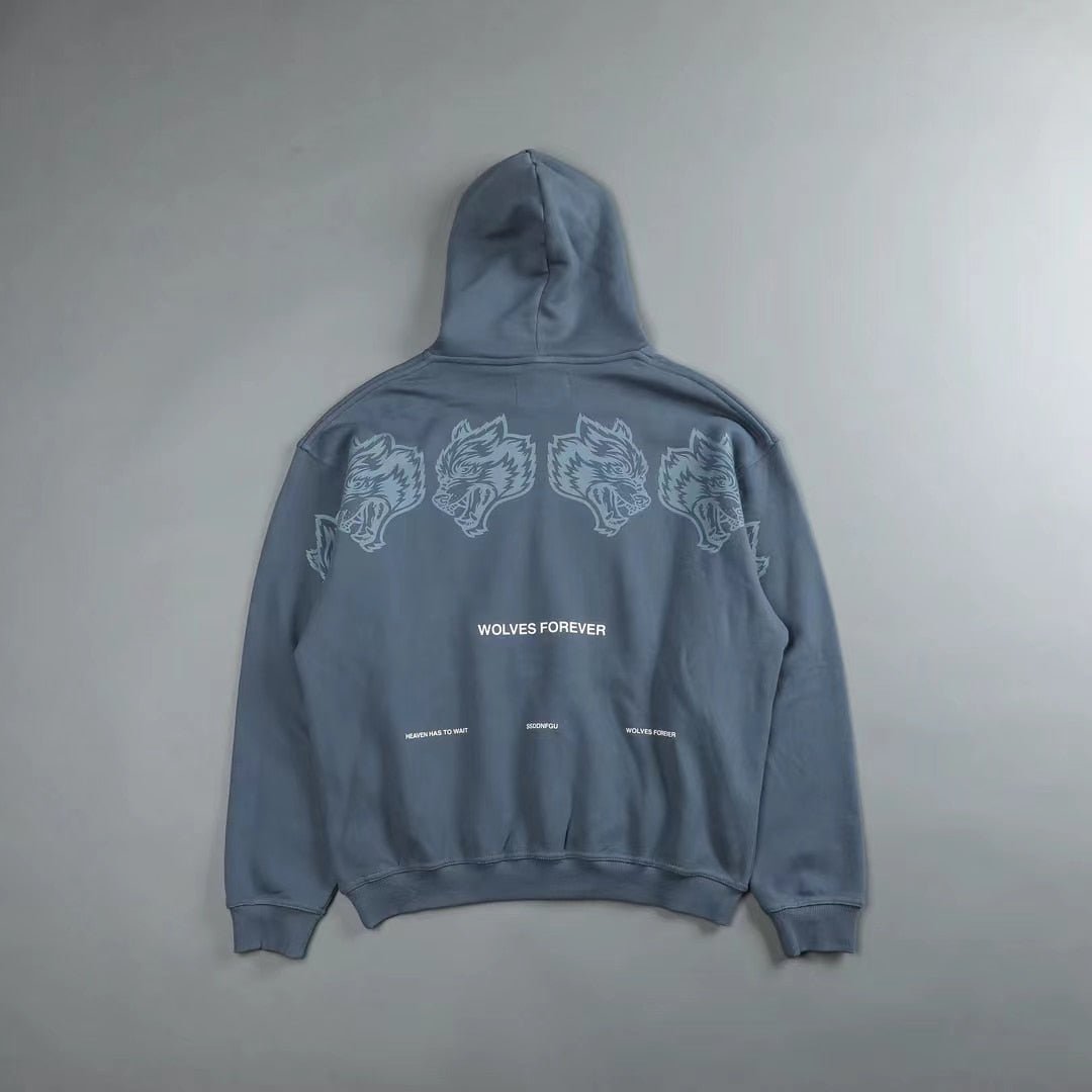 DARC SPORT Wolves Print Autumn Winter Cotton Fleece Warm Men Hoodies Sweatshirts Fashion Streetwear Casual Men's Pullovers Tops - Yallafit