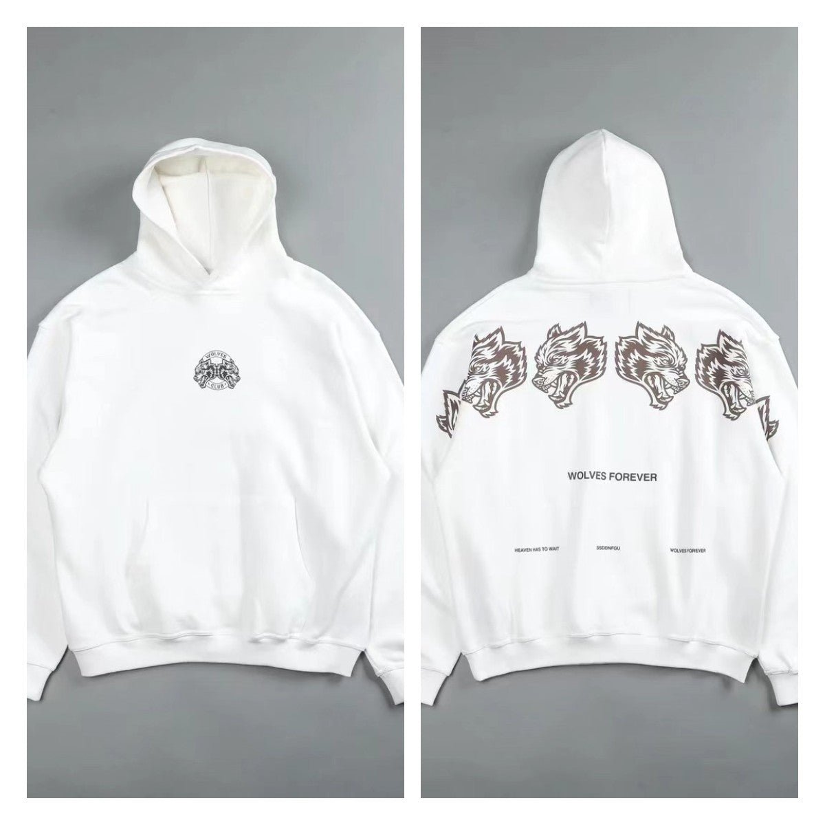 DARC SPORT Wolves Print Autumn Winter Cotton Fleece Warm Men Hoodies Sweatshirts Fashion Streetwear Casual Men's Pullovers Tops - Yallafit