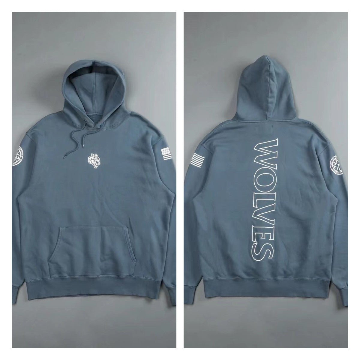 DARC SPORT Wolves Print Hoodie Fleece Warm Cotton Men's Sweatshirt Autumn Winter Hip Hop Hoodies - Yallafit