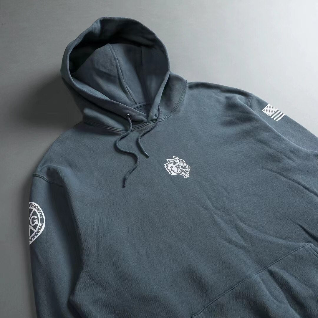 DARC SPORT Wolves Print Hoodie Fleece Warm Cotton Men's Sweatshirt Autumn Winter Hip Hop Hoodies - Yallafit