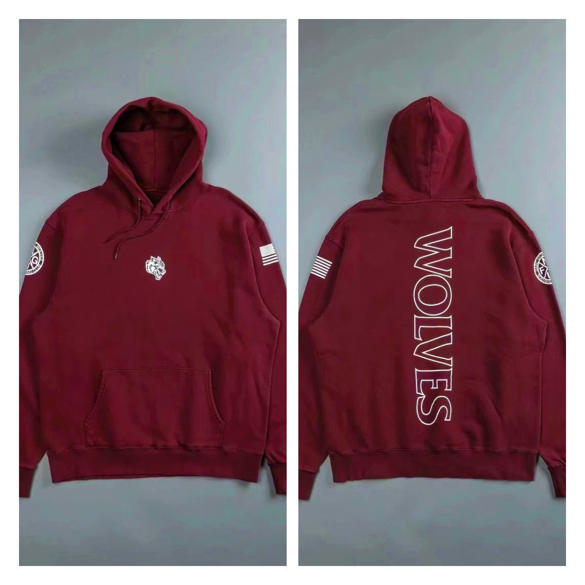 DARC SPORT Wolves Print Hoodie Fleece Warm Cotton Men's Sweatshirt Autumn Winter Hip Hop Hoodies - Yallafit