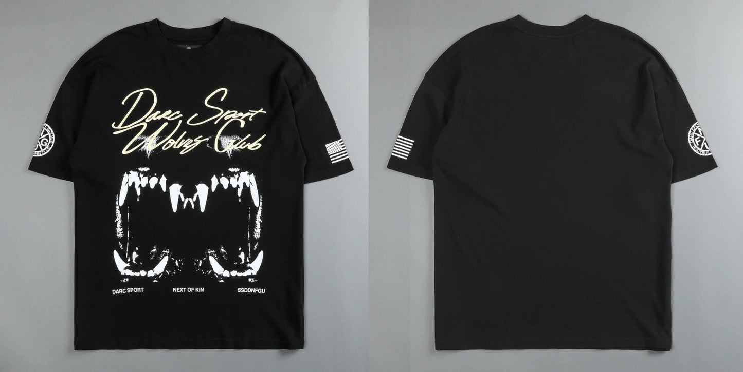 Darc Wolf Sport T-shirts Oversized Graphic DTG Printing Technique Workout Gym Fitness Men Short Sleeve Tees Darc Wolves T Shirts - Yallafit