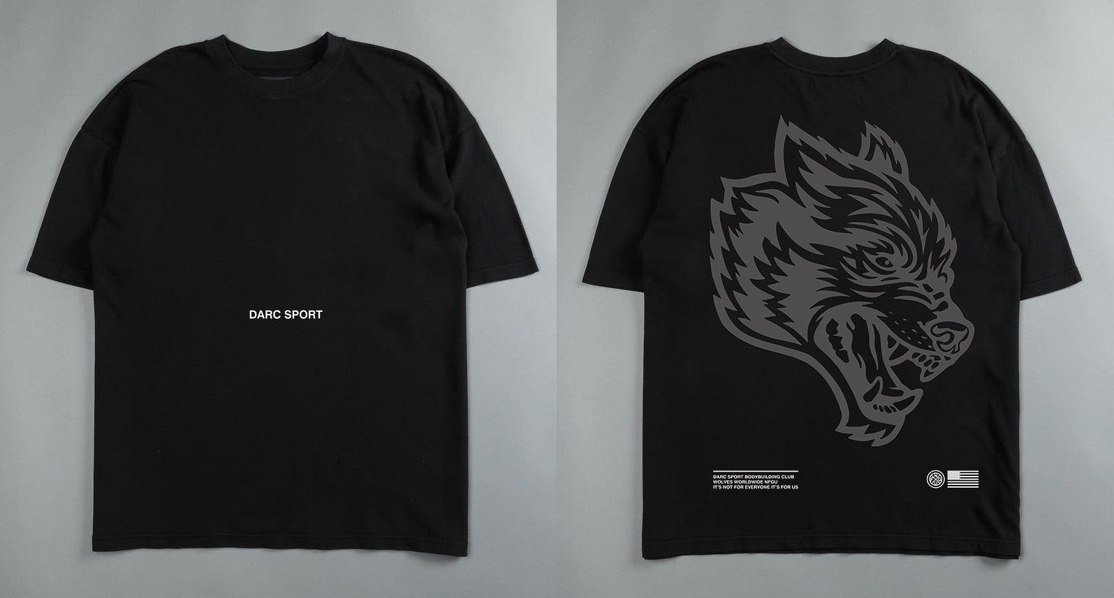 Darc Wolf Sport T-shirts Oversized Graphic DTG Printing Technique Workout Gym Fitness Men Short Sleeve Tees Darc Wolves T Shirts - Yallafit
