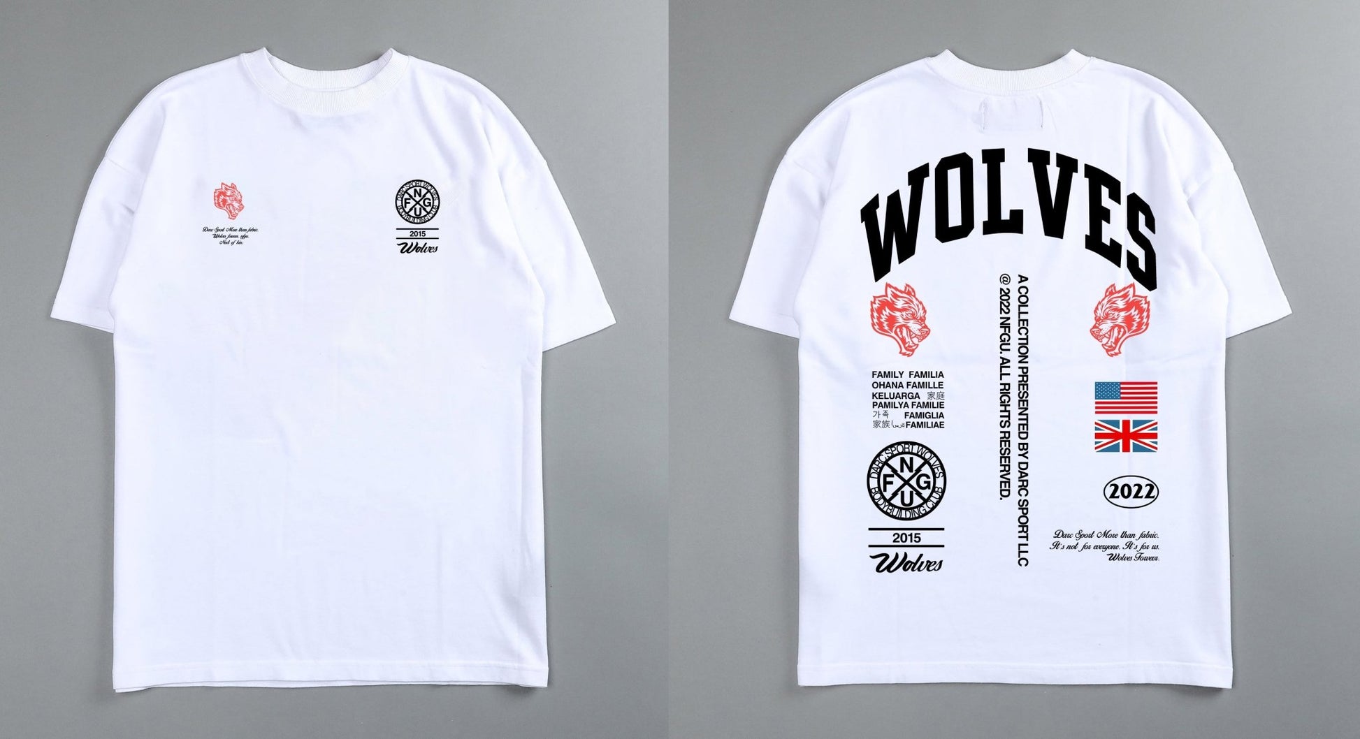 Darc Wolf Sport T-shirts Oversized Graphic DTG Printing Technique Workout Gym Fitness Men Short Sleeve Tees Darc Wolves T Shirts - Yallafit