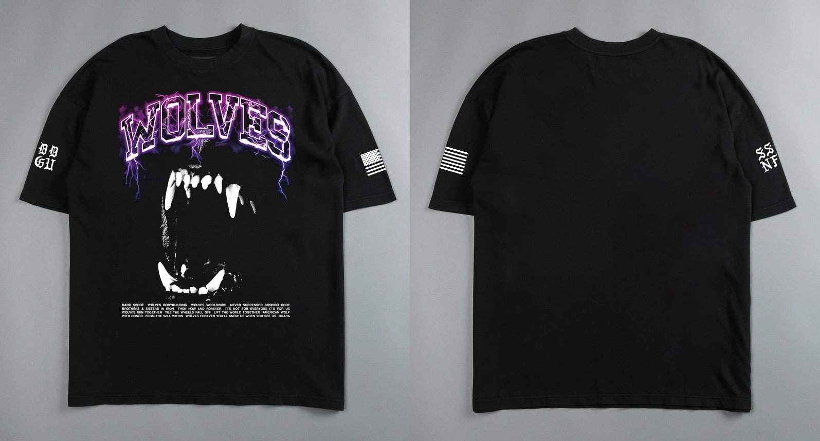 Darc Wolf Sport T-shirts Oversized Graphic DTG Printing Technique Workout Gym Fitness Men Short Sleeve Tees Darc Wolves T Shirts - Yallafit