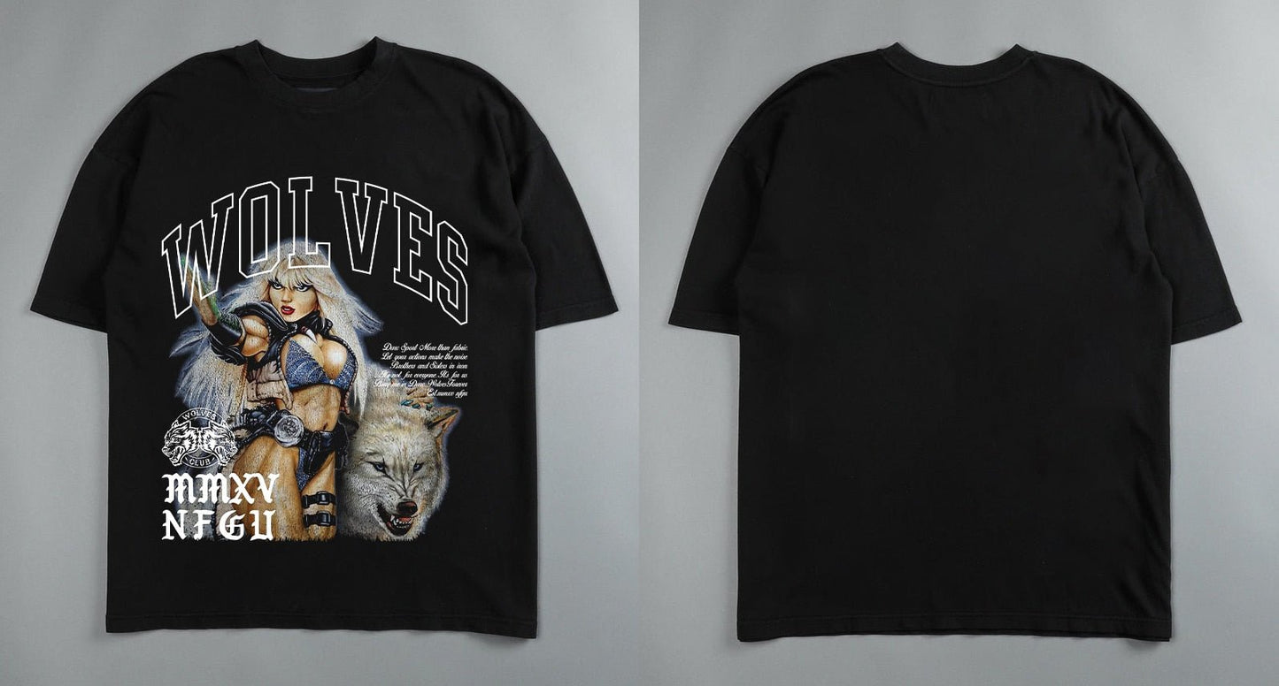 Darc Wolf Sport T-shirts Oversized Graphic DTG Printing Technique Workout Gym Fitness Men Short Sleeve Tees Darc Wolves T Shirts - Yallafit