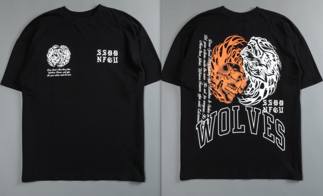 Darc Wolf Sport T-shirts Oversized Graphic DTG Printing Technique Workout Gym Fitness Men Short Sleeve Tees Darc Wolves T Shirts - Yallafit