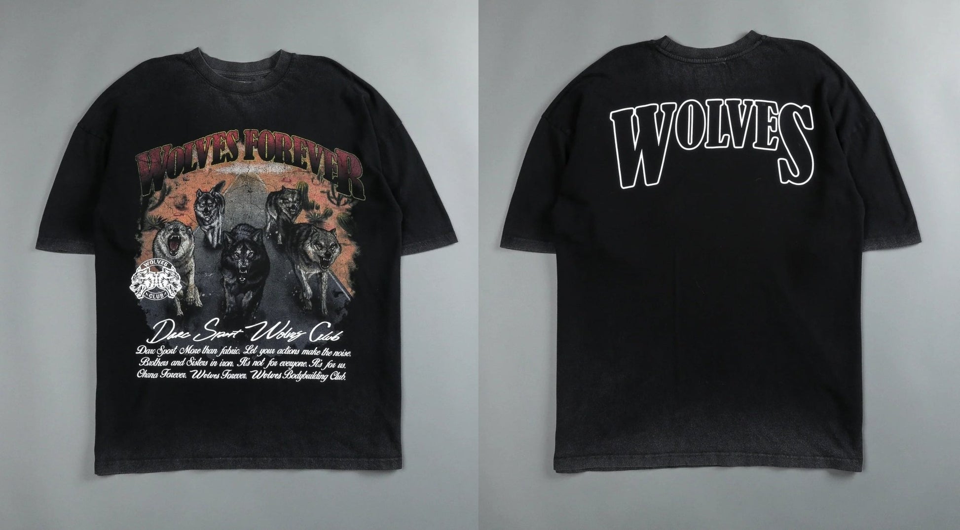 Darc Wolf Sport T-shirts Oversized Graphic DTG Printing Technique Workout Gym Fitness Men Short Sleeve Tees Darc Wolves T Shirts - Yallafit