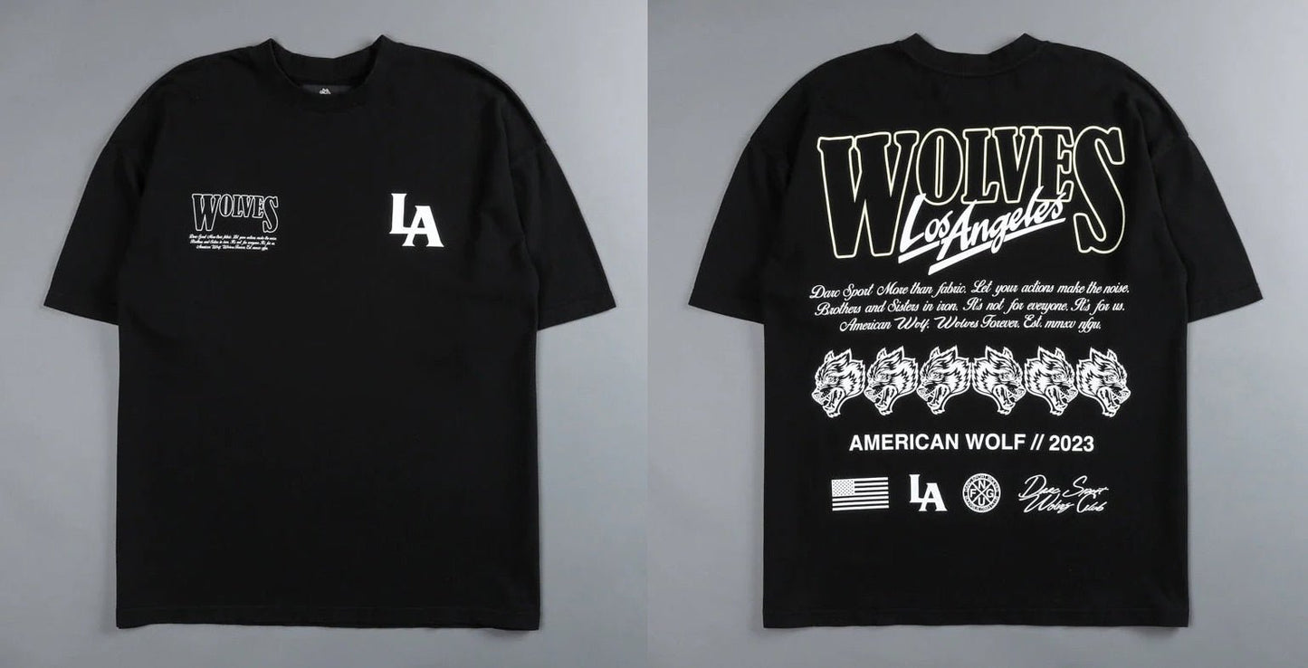 Darc Wolf Sport T-shirts Oversized Graphic DTG Printing Technique Workout Gym Fitness Men Short Sleeve Tees Darc Wolves T Shirts - Yallafit